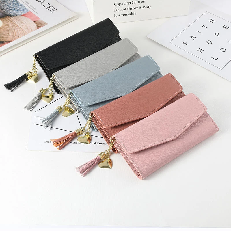 

Fashion Women Wallets Mini Tassel Female Short Purse Lovely Long Coin Wallet Pu Leather Card Holder Money Bag Clutch Carteras