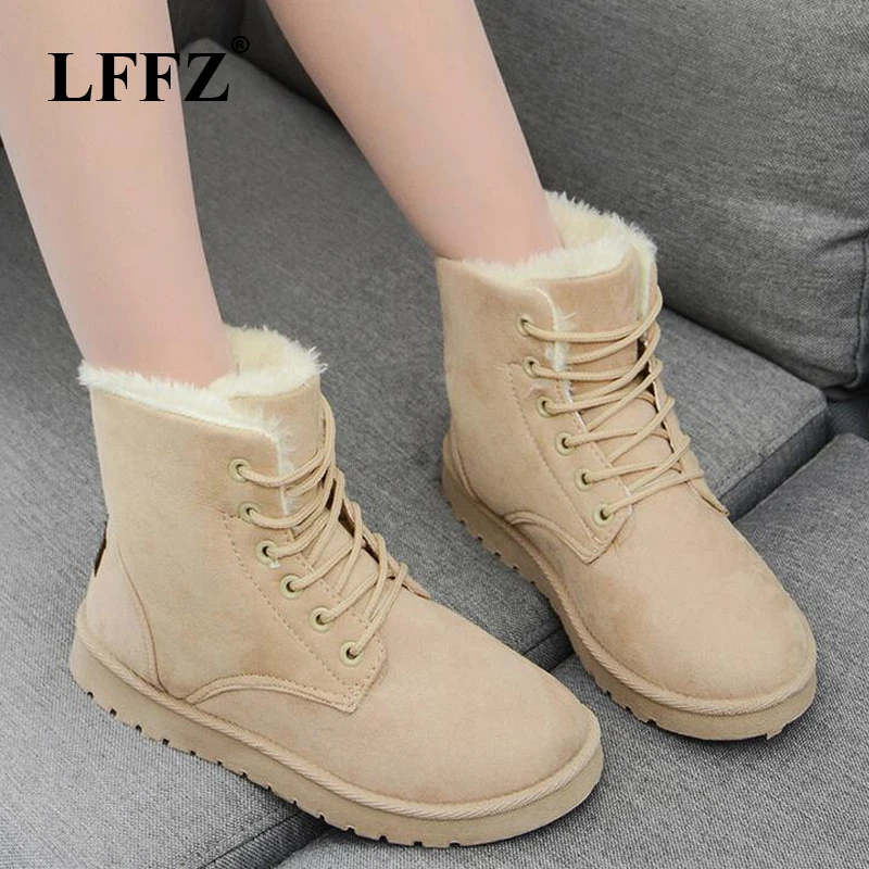 

Classic Women Winter Boots Suede Snow Boots Female Warm Fur Plush Insole High Quality Botas Mujer Lace-Up women boot ST316