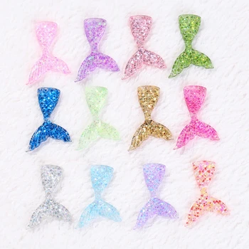 

10pcs 45*31mm Mermaid Resin, Flatback Resin Cabochons for DIY Headband ,Mermaid Tail Hair Bow Mermaid Tail Embellishment