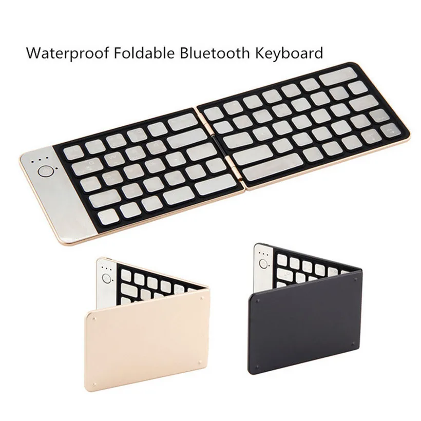 

Aluminium alloy Portable Bluetooth 3.0 Waterproof Foldable Keyboard Wireless For Apple Android Microsoft System PC Tablet Laptop