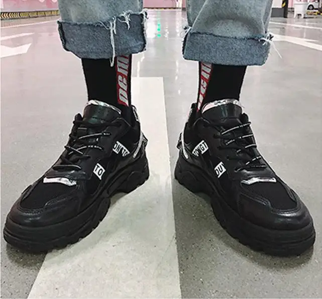 Мужские кроссовки, не сужающиеся книзу массивные кроссовки, мужская обувь на платформе, высокие мужские кроссовки, брендовые классические черные и белые кроссовки, мужские K4-02