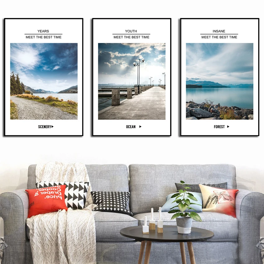 

Landscape Accompanied Autohesion PVC Painting Nordic Poster Wall Art Canvas Prints Wall Pictures Living Room Home Deco