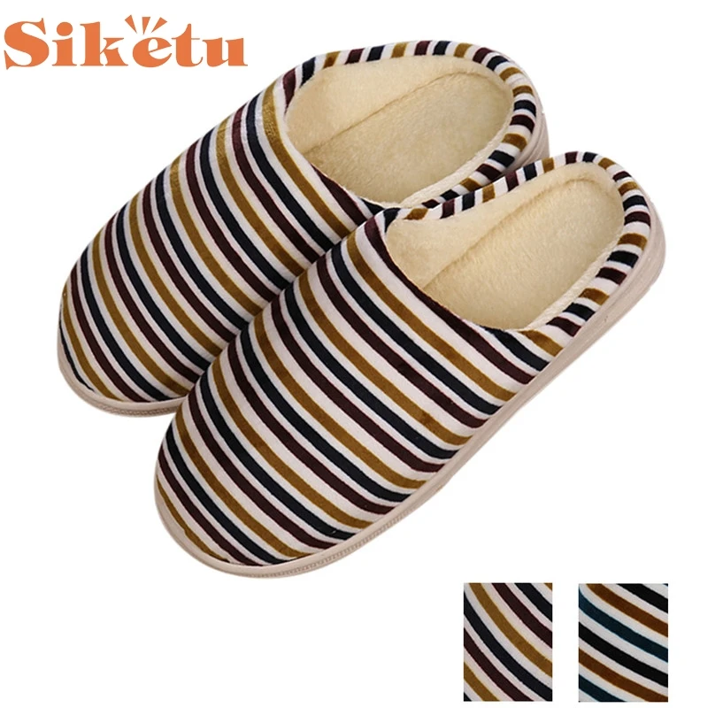 

Fabulous Men Ladies Home Floor Soft Stripe Slippers Female Cotton-padded Shoes Shoes wholesale No03