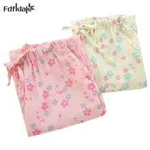 Женские хлопковые весенне-осенние штаны для сна с свежими цветами, штаны для отдыха, хорошее качество, пижамные штаны для женщин, S0140