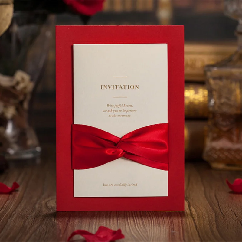 printable 5 cards free x 3 Card 1pcs Sample Hollow Invitations Red Wedding Laser Cut