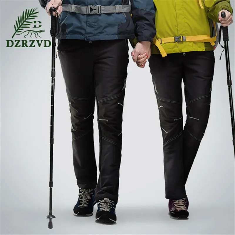 

DZRZVD Winter Outdoor Sport Hiking Softshell Pants Men Women Windproof Camping Hiking Ski Pantalones Warm Elastic Pants