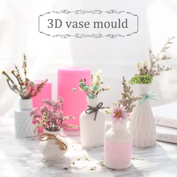 

Mini Vase Silicone Molds Stereo DIY Gypsum Silicone Mold Home Decoration Pot Clay Crafts Plaster Molds