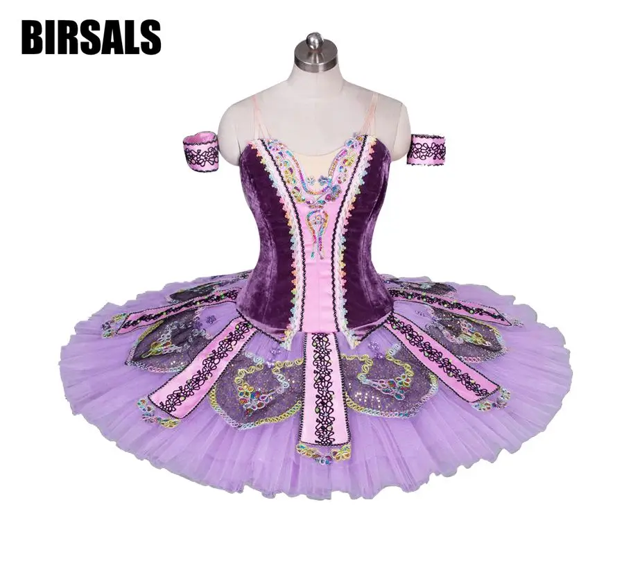 Women Professional Ballet Tutus Purple Adult Ballet Stage Costume Performance Pancake TutuBT9033