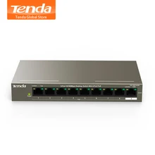 Tenda TEF1109P-8-63W сетевой коммутатор с 9 портами 10/100 Мбит/с 802.3af/at PoE Fast Ethernet, 58 Вт, 250 м, 6 кВ Защита от молнии