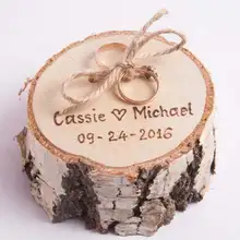 Custom Name Handmade Rustic Wooden Ring Bearer Pillows Anniversary Engagement Decoration Wedding Ring Box for Lover Gifts