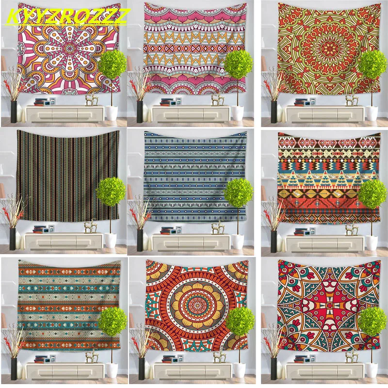 

KYYZROZZZ Indian Style Tapestry National Style Printed Wall Hanging Carpet Rectangle Decorative Tapestries Sheet Polyester