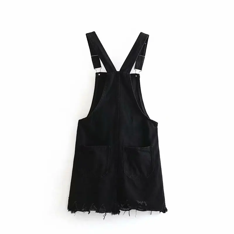 

2019 fashion sexy dress black denim sling mini dress zipper cute strap dress retro Harajuku dress