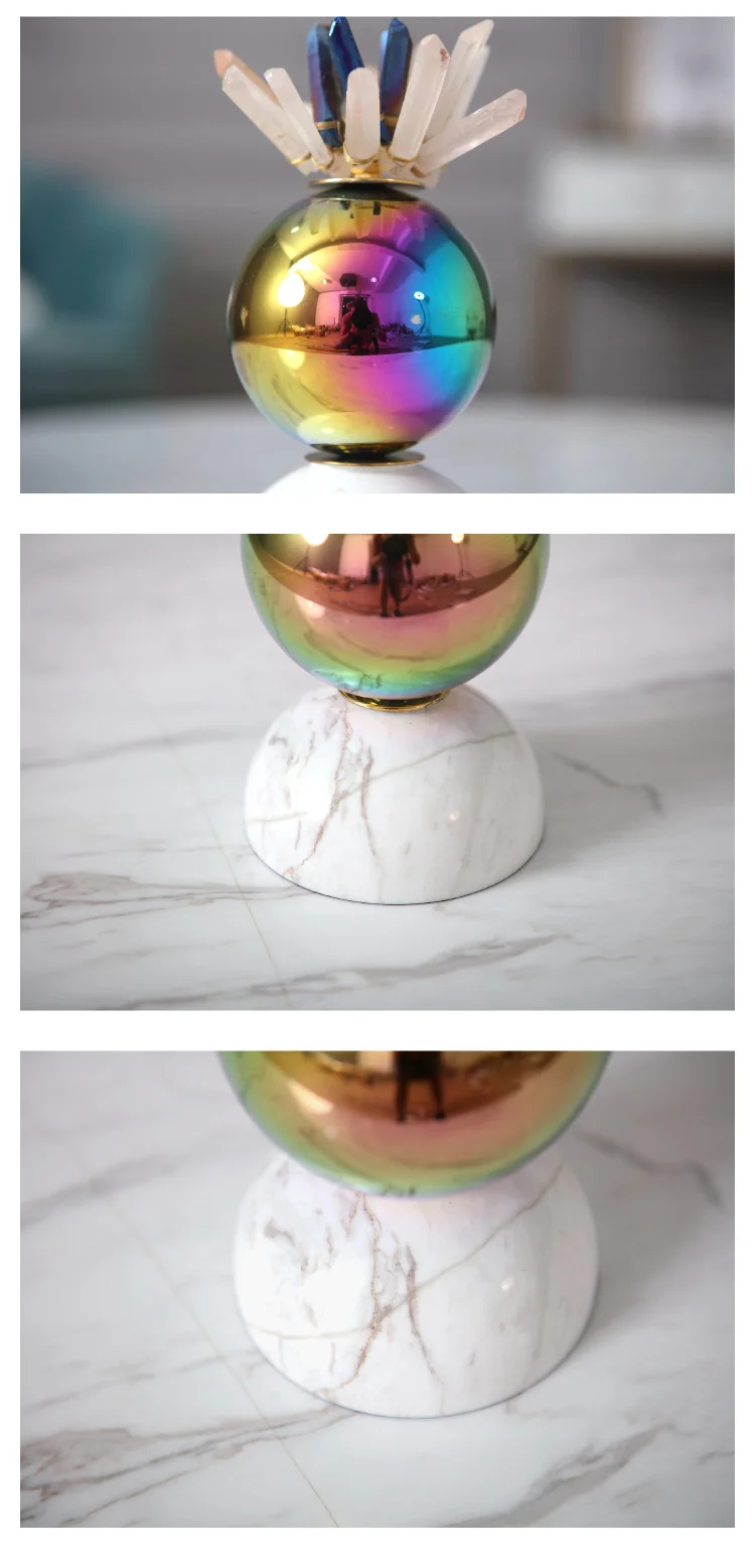  Nordic Colorful Metal Ball Sculptures Marble Statues For Decor Living Room Bedroom Home Rock Crysta - 32983221679