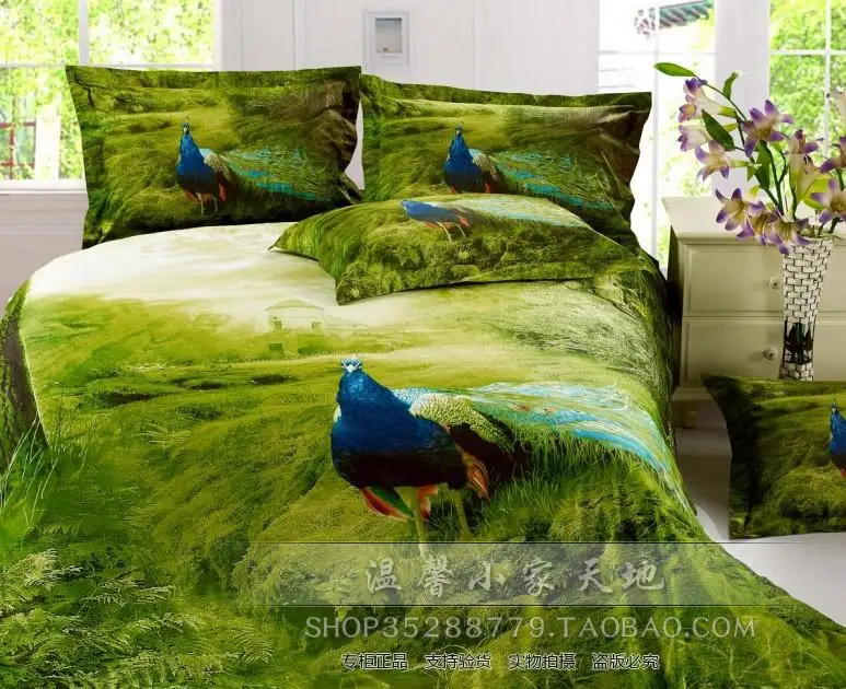3D Green peacock bird feather print bedding set sets duvet cover