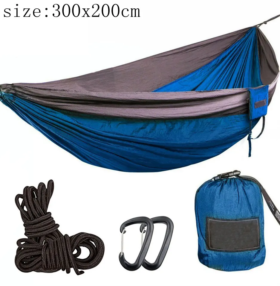 300*200 см портативный гамак-парашют для кемпинга выживания садовая уличная мебель отдыха сна Hamaca путешествия двойная подвесная кровать - Цвет: blue 300x200cm
