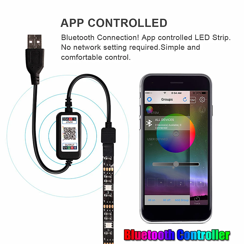 1 м 2 3 5050 USB светодиодный RGB светильник 5 в ТВ тыловая подсветка ing неоновый лента