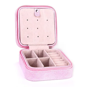

Pink jewelry box portable jewelry box transparent bag earrings necklace bracelet organizer holder