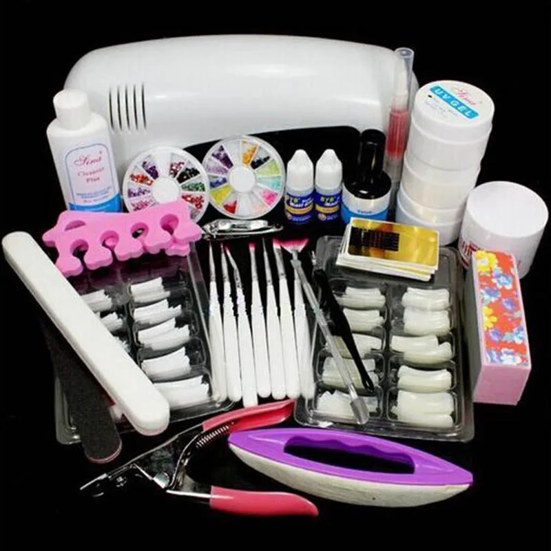 Woobela маникюрные инструменты набор DIY Nail Art Kit 9 Вт Lamp с удлинителем накладные ногти