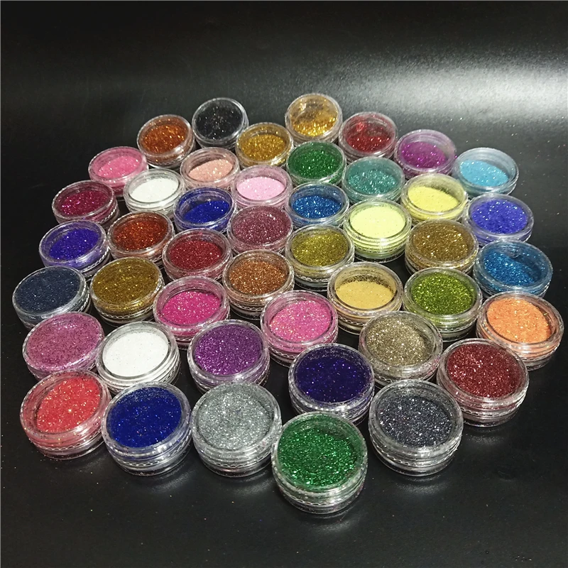 45Pcs Colors Set Flash Diamond Shimmer Glitter Powder for Temporary Tattoo Kids Face Body DIY Nail Painting Art Makeup Tool