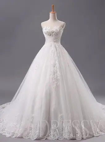 dressv.com SUPPLIES [Christmas Sale] Glamorous Sweetheart Off the Shoulder Princess Wedding Dress Vintage Wedding Dresses (2)