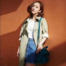 Тренч для Женская обувь Новинка весны и модные модели, выполненные из Повседневное в Корейском стиле Тренч Длинная Верхняя одежда свободная для леди хорошее качество G227