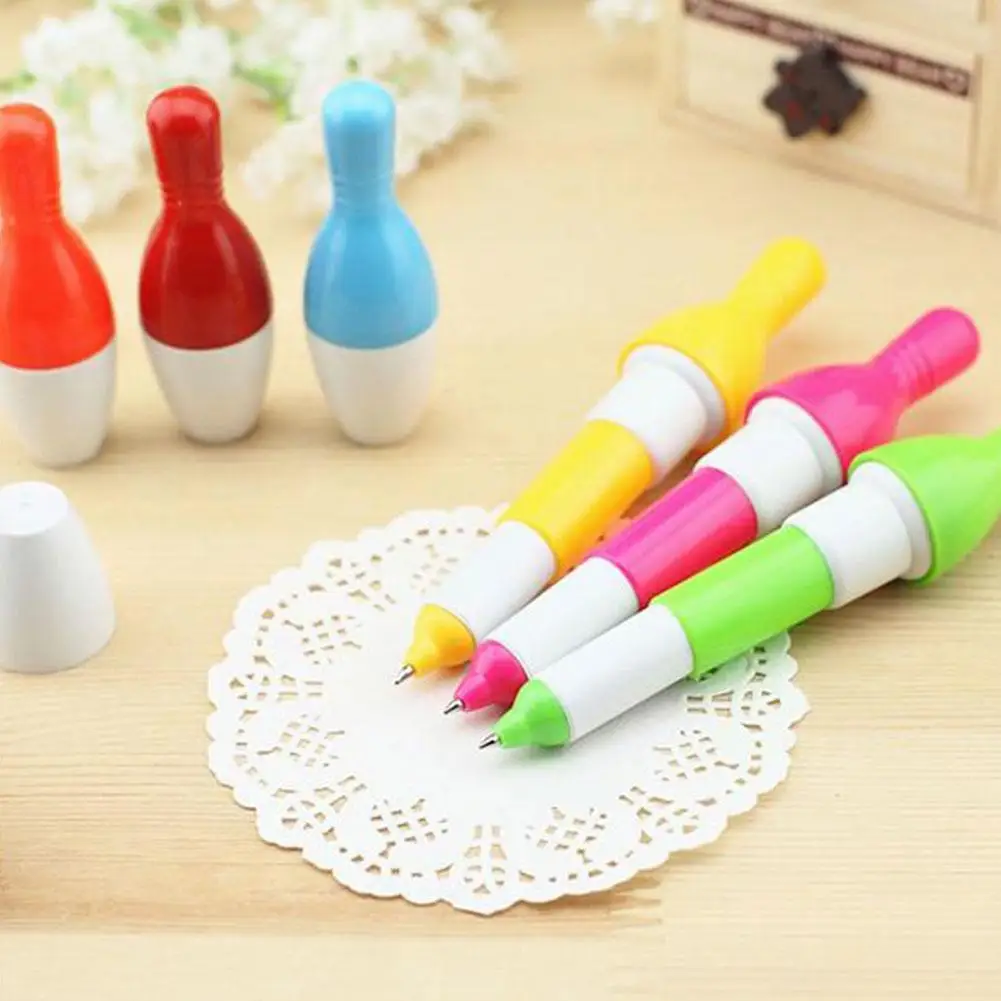 1 Pcs Cartoon Cute Children Learning Stationery Ballpen Gift Ballpoint Pen Retractable Pens Bowling Modeling Ball Pen