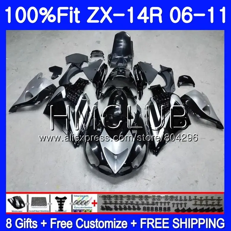 

Injection For KAWASAKI NINJA ZX 14R ZX14R 06 07 08 09 10 49HM.25 ZZR1400 ZX-14R Silvery black 2006 2007 2008 2009 2010 Fairings