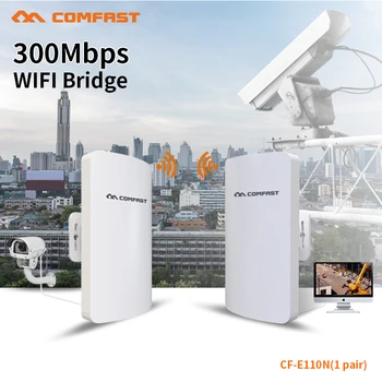 

COMFAST Wifi Bridge 300Mbps 2.4G Wifi Signal Extender Receiver Support 4K Lift Monitoring Suit Outdoor Bridge Station CF-E110N