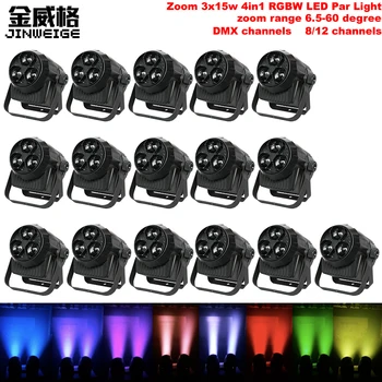

Free Shipping 16pcs/Lot Zoom 3x15w 4in1 RGBW Led Par Light DMX IP20 DMX Par Light Dj Light for Party Disco