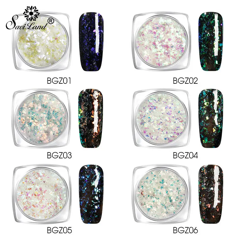 

Saviland Chameleon Nail Sequins Cloud Paillette Irregular Glitter Powder Flakes DIY Nail Art Decorations Top Base Coat Primer