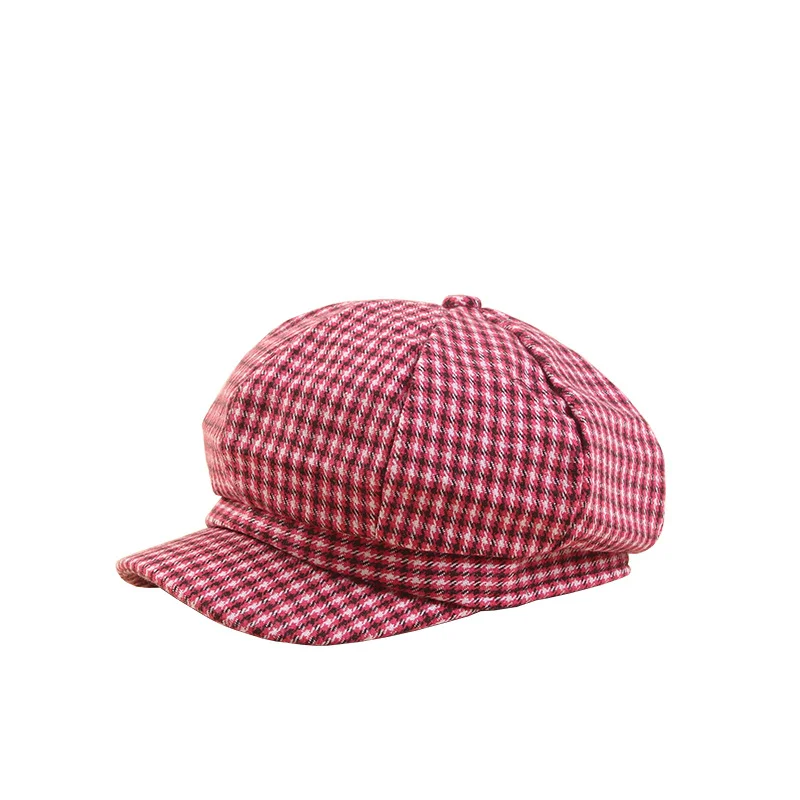 

Korean version of Joker Plaid Octagon Hat Fall/Winter New Female Cap Japanese Literary Joker Beret Painter Hat women sun visor