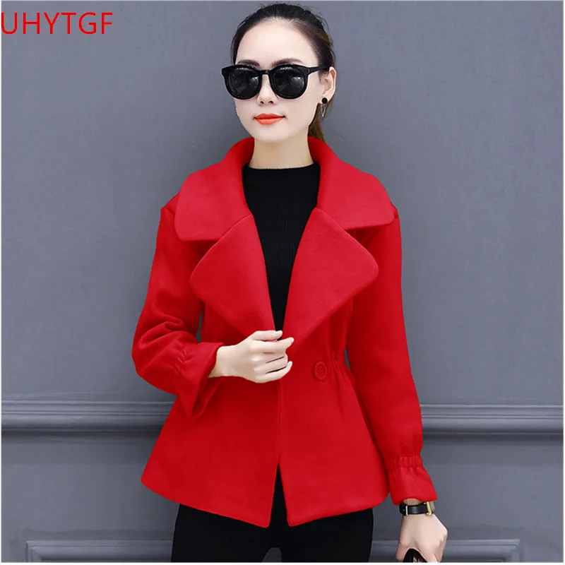 

Student Slim Tops 2018 Autumn winter New fashion Woolen coat Long sleeve Elegant women coats short Plus size women's coats 582