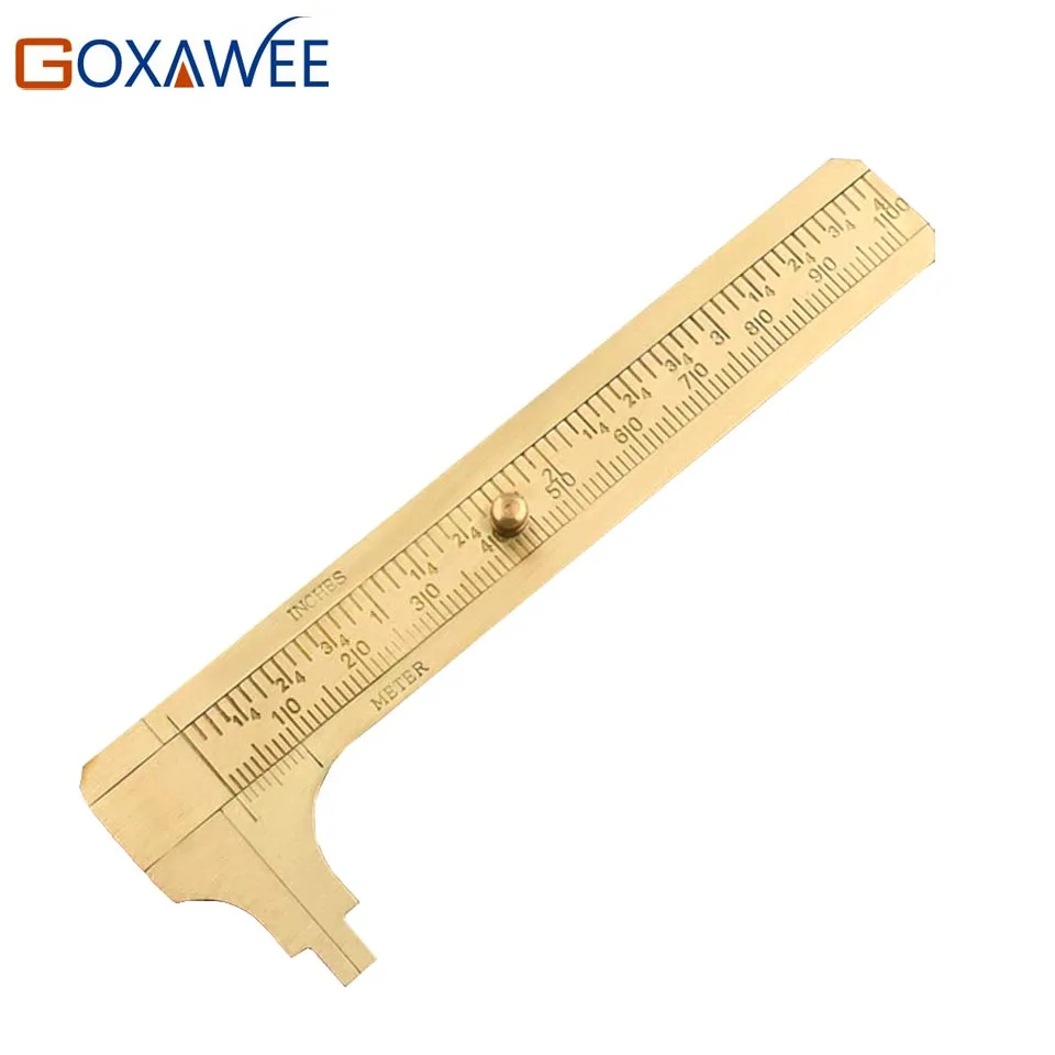 

GOXAWEE 80mm Measure Measurement Tool Pocket Mini Solid Brass Sliding Gauge Double Scale Vernier Caliper Portable Tool Caliper