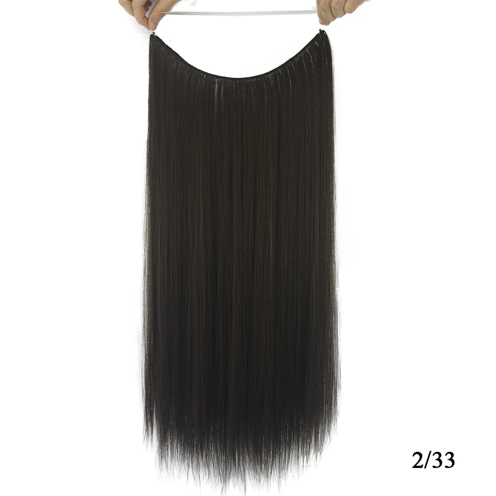 Soowee 10 цветов длинные прямые черные светлые синтетические волосы для наращивания Рыбная линия Halo невидимые аксессуары для волос для женщин - Цвет: 233