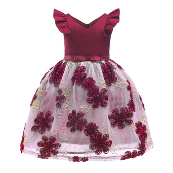 

Flower Girls tutu Dress Christmas Elegant Girl Princess Dress Children Wedding Dress Kids Party Dresses For Girls Costume teens