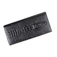 New Faschion hommes portefeuille en cuir Alligator Long Black Brown intérieur fente Pocket titulaire de la carte intérieur poche zippée hommes portefeuille