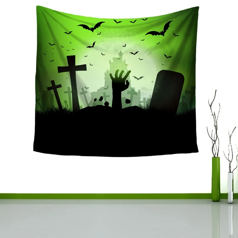 

Christmas Theme Wall Hanging Tapestry Creative Halloween landscape Hanging Wall Tapestry Home Decor Yoga Mat