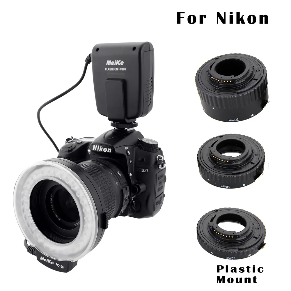 Macro Photography Set for Nikon - FC-100 Macro Ring Flash/Light & Extension Tube for Nikon D7100 D7000 D5000 D5100 D5200 D5300 D