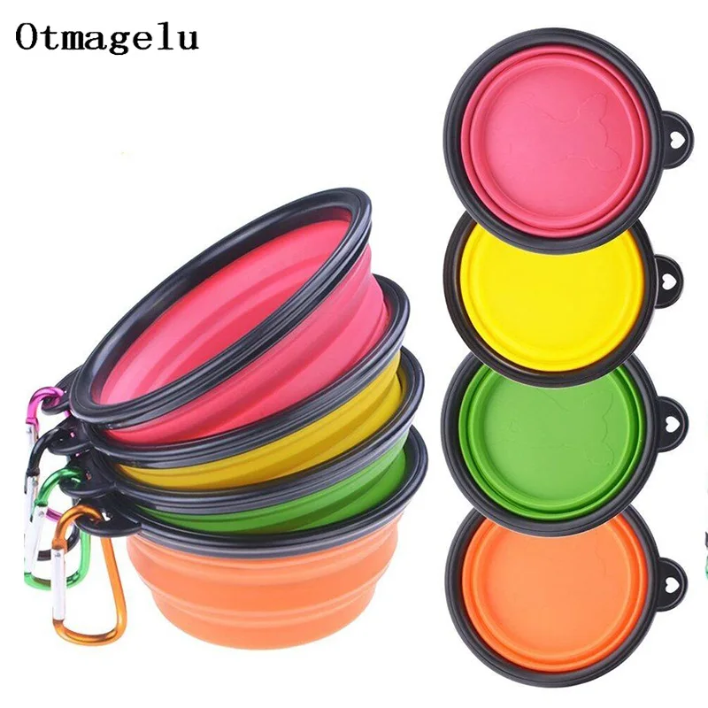 New Portable Silicone Pet Feeder Collapsible Car Carry Pet Bowls Food Water Feeding Dog Cat Outdoor Travel food Bowls Container6
