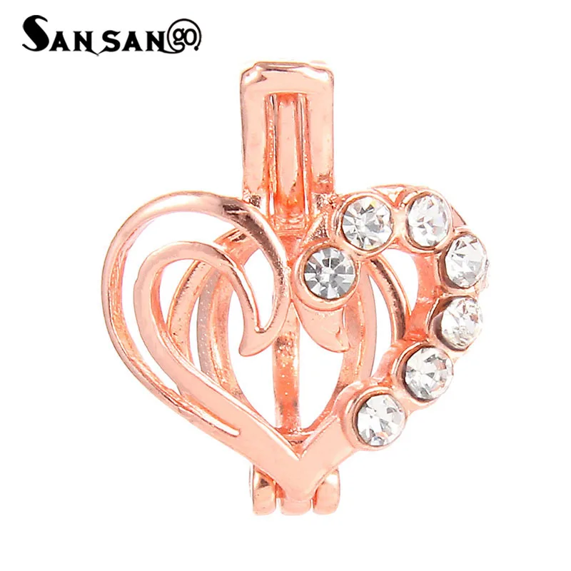 

5pcs Gold Silver Love Heart Pearl Cage Essential Oil Diffuser Locket Pendant For Women DIY Necklace Fashion Jewelry Accessories
