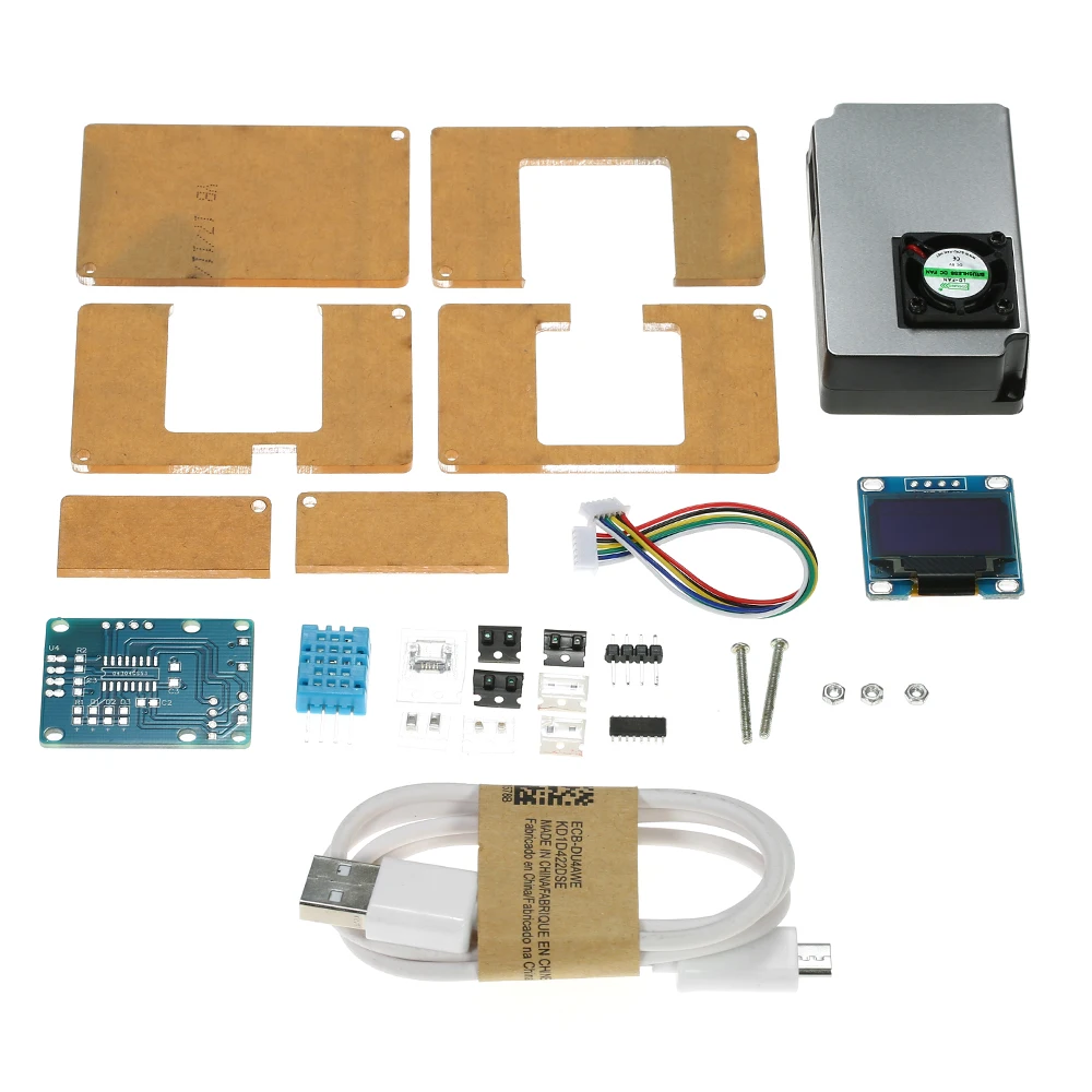 

Environment Detector PM2.5 DIY Kit Air Quality Monitor with Transparent Case LCD laser sensor& DHT11 temperature humidity sensor