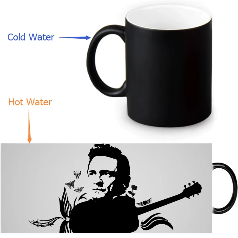 

Johnny Cash 350ml/12oz Heat Reveal Mug Color Change Coffee Cup Sensitive Morphing Mugs Magic Mug Milk Tea Cups