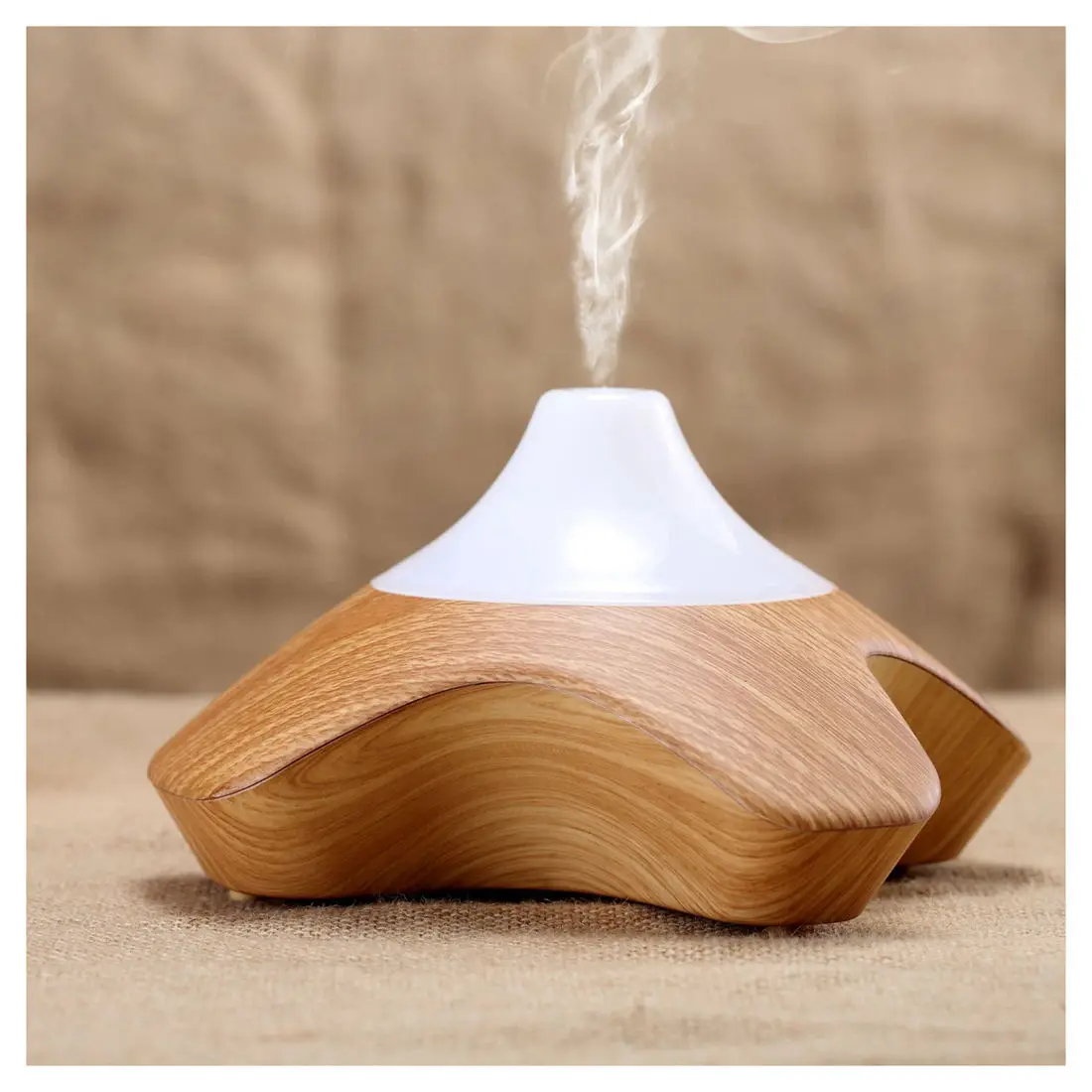 220ml Aroma Essential Oil Diffuser, Smart Music Ultrasonic Cool Mist Whisper-Quiet Humidifier (Light-wood-color)