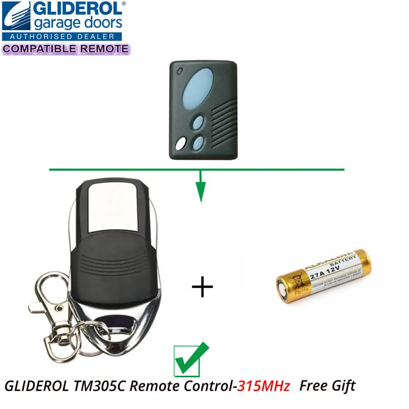 

50pcs Wholesale Gliderol TM-305C TM305C Compatible Gate Door Remote Control 315MHz Top Quality