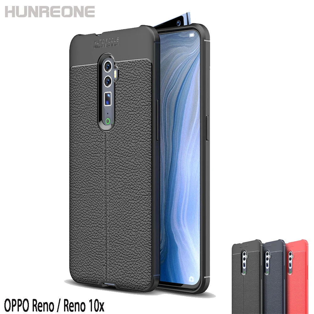 

Rugged Armor Leather Grain For OPPO Reno And Reno 10x ZOOM Phone Android Soft Cover Case Casing