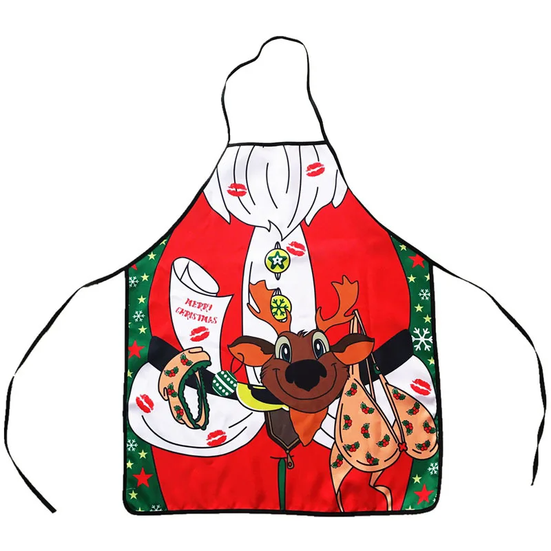 ONEUP рождественские украшения Кухонные фартуки женские Рождественские декоративные фартуки для взрослых женщин и мужчин вечерние фартуки для приготовления пищи - Цвет: Elk apron