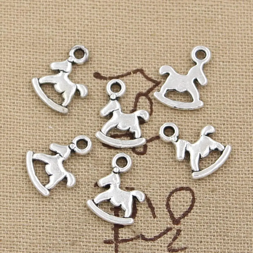 

50pcs Charms rocking horse 13x10mm Antique Silver Plated Pendants Making DIY Handmade Tibetan Silver Jewelry