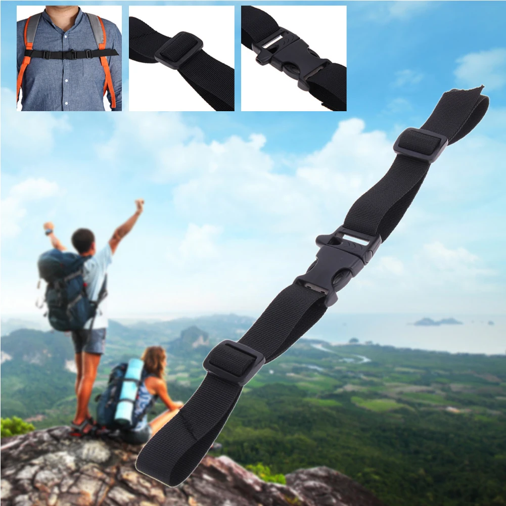 Nylon Buckled Sternum Chest Strap Adjustable Webbing Anti Slip Outdoor With Whistle Backpack Accessories Harness