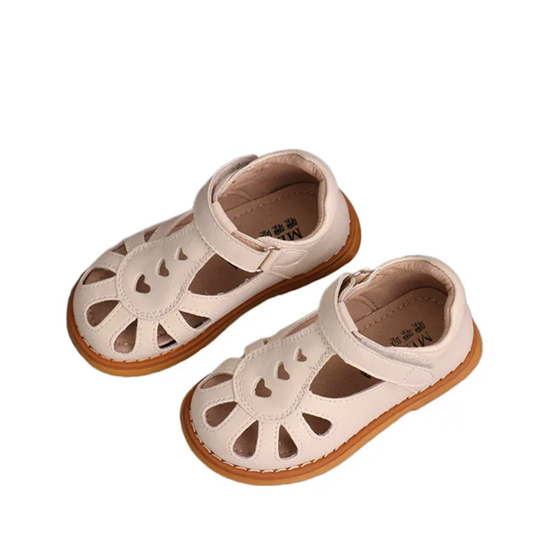 

Children's shoes 2019 spring summer new kids soft bottom small leather shoes girls baby hollow half sandals girls princess shoes