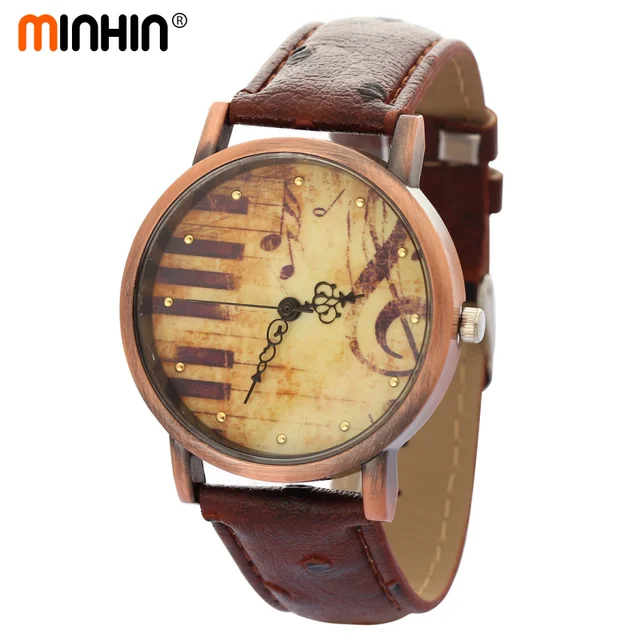 MINHIN Retro Bracelet Watches Piano Musical Note Design Quartz Watch Female PU L MINHIN Retro Bracelet Watches Piano Musical Note Design Quartz Watch Female PU L